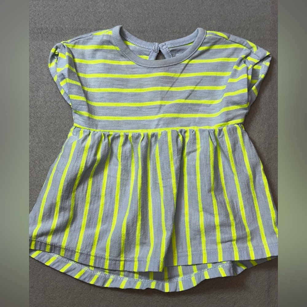 Baby Cat and Jack 6-9m Striped blue and green baby dress/Top